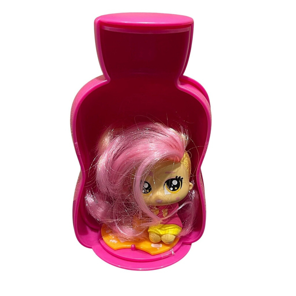 Hairdooz Hair Dooz Wave 2 Pink Yellow Collectible Doll - Doll and Case Only EUC